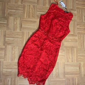 NEW boohoo red lace dress